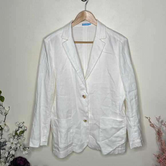 J. MCLAUGHLIN Linen Sorona Blazer Jacket White Sz L {SS46} - Picture 2 of 5